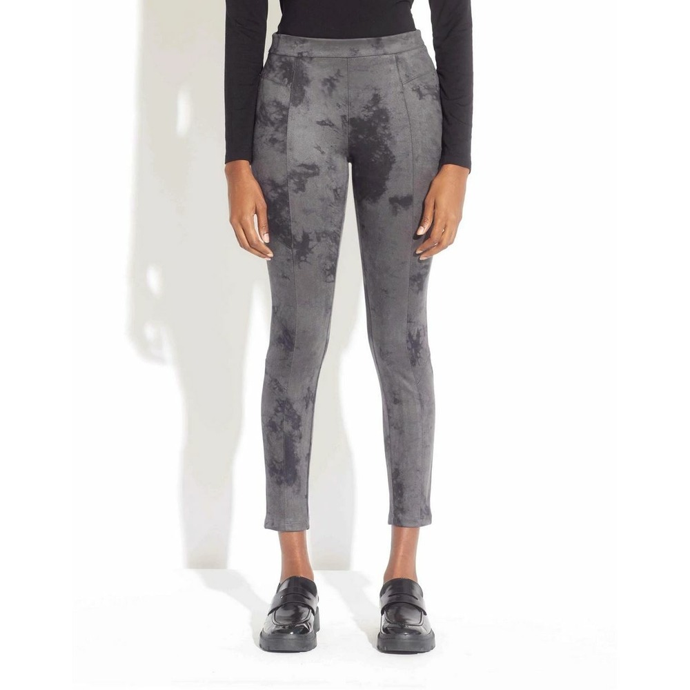 Tahari Womens Heather Tie Dye Faux Leather Jeggings Gray XS TH14287
